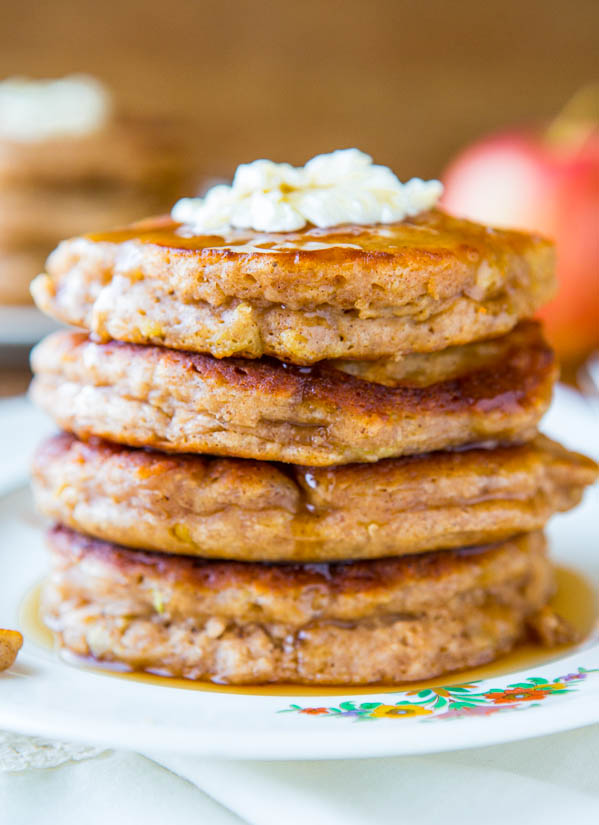 Apple Pie Pancakes with Vanilla Maple Syrup - Easy Recipe at averiecooks.com