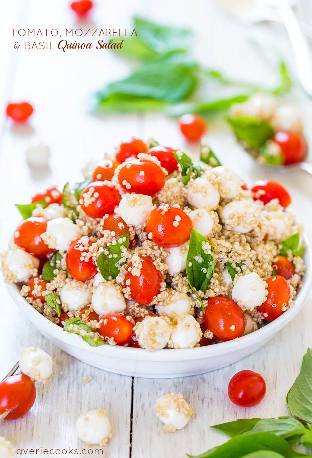 Tomato, Mozzarella & Basil Quinoa Salad (GF) - Trying to keep meals healthier & lighter? Make this easy, refreshing & satisfying salad! 