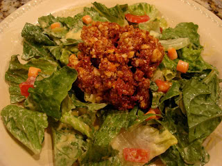 Raw Vegan Taco Nut "Meat" over salad