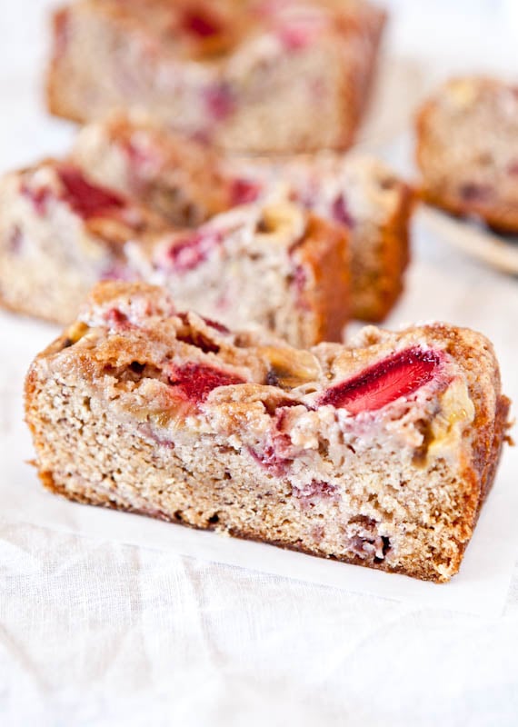 Sliced pieces of Strawberry Banana Bread
