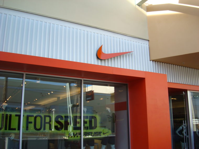 Outside storefront of Nike