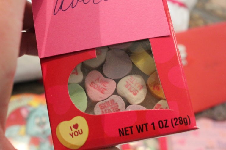 Box of Valentines Hearts with sayings