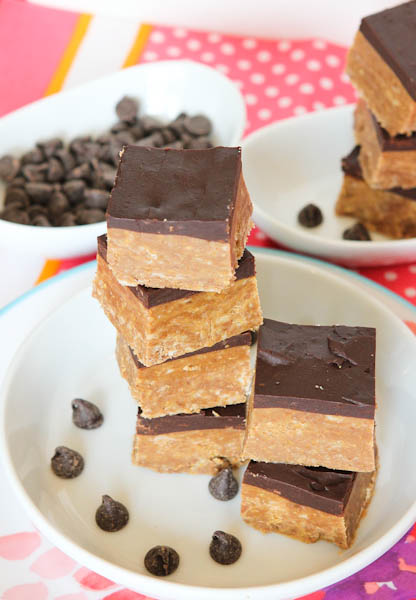 Stacked No Bake Nutella & Peanut Butter Graham Bars with Chocolate Frosting