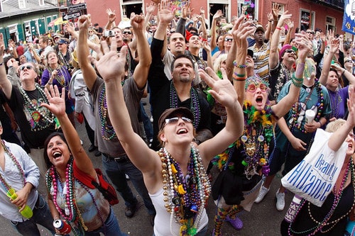 People celebrating Fat Tuesday