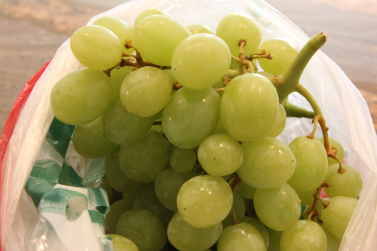 Bag of green grapes
