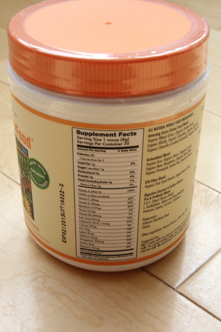 Supplement Facts on back of container