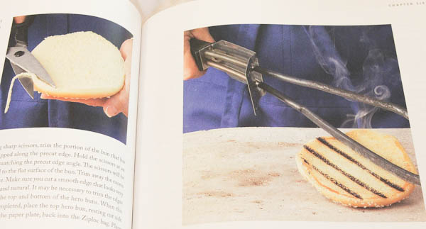 Inside book showing how to make grill marks on buns