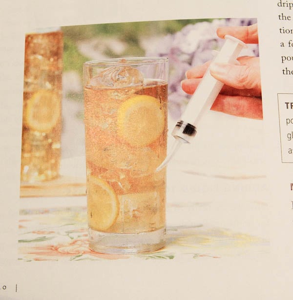 Inside book on how to make fake bubbles on drink glass