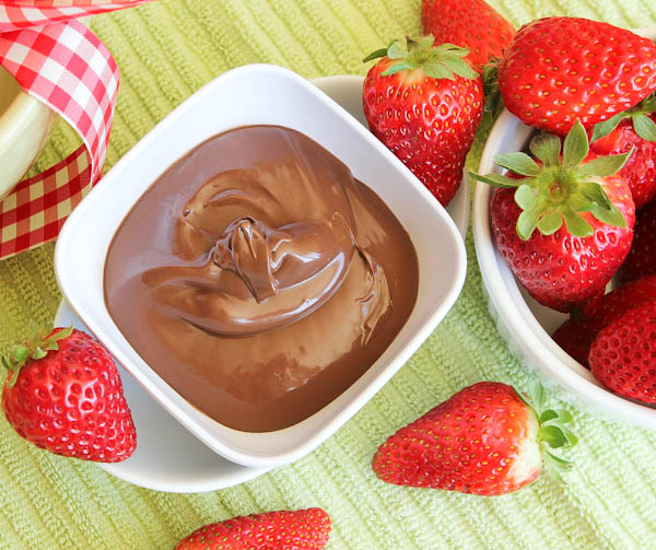 Chocolate Coconut Cashew Butter with strawberries 