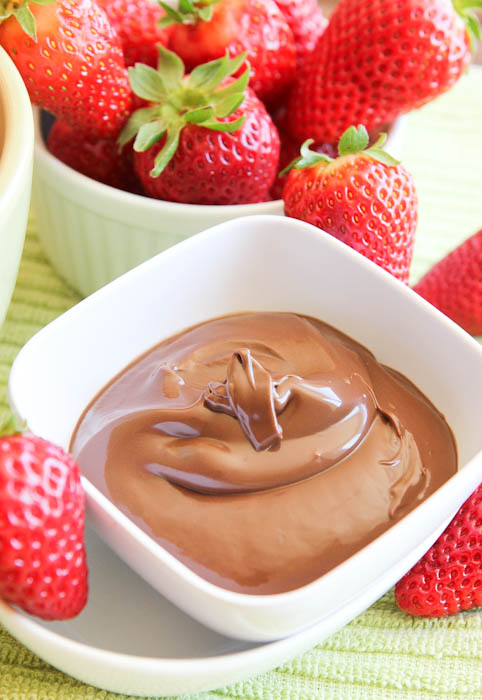 Chocolate Coconut Cashew Butter with strawberries 