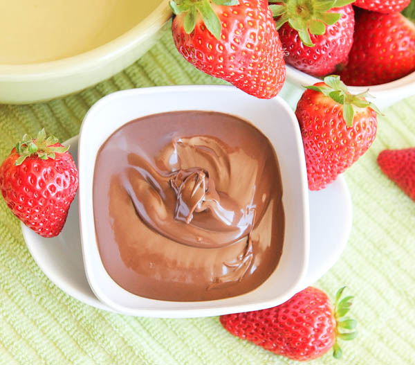 Chocolate Coconut Cashew Butter with strawberries