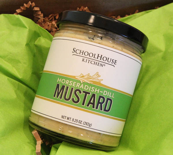 Close up of jar of Horseradish Mustard