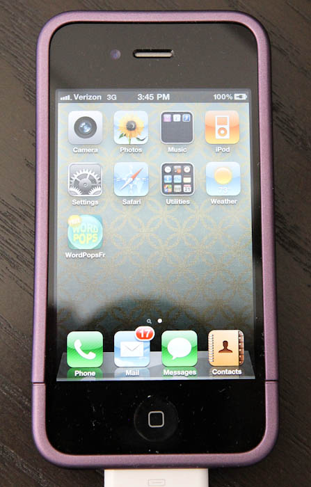 iPhone with purple case