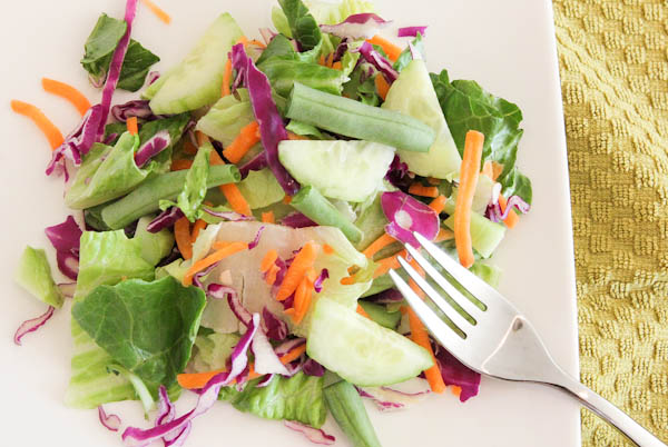 salad with snap peas and cucumbers and carrots