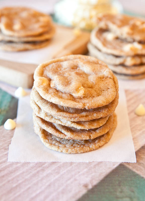 White Chocolate Snickerdoodle Cookies stacked