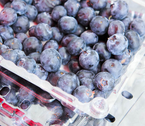 Close up of blueberries in package