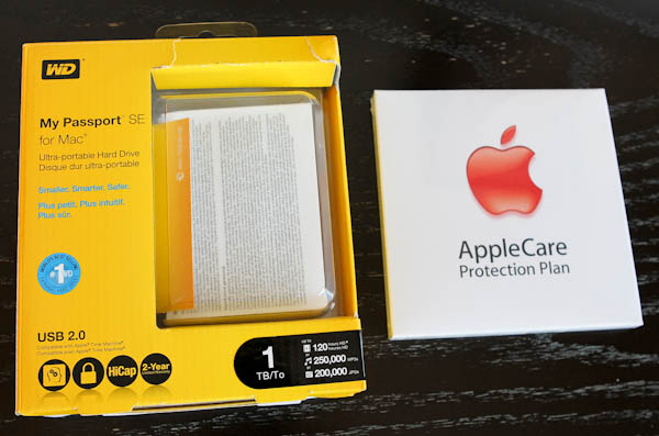 WD My passport for Mac portable hard drive and Applecare protection plan