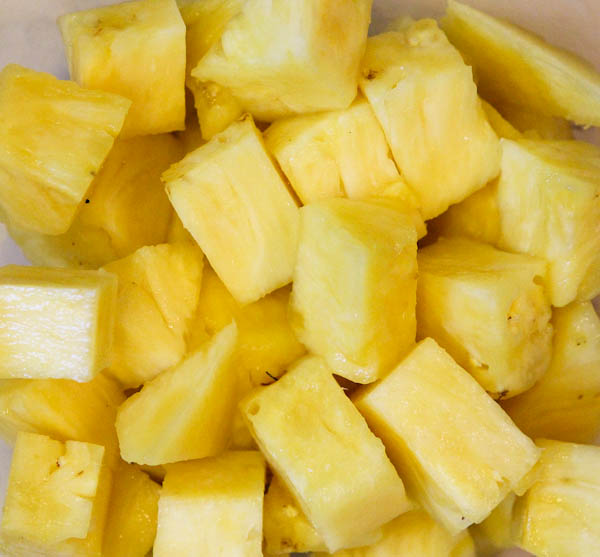 Close up of Diced up pineapple