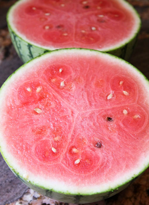 Watermelon sliced in half