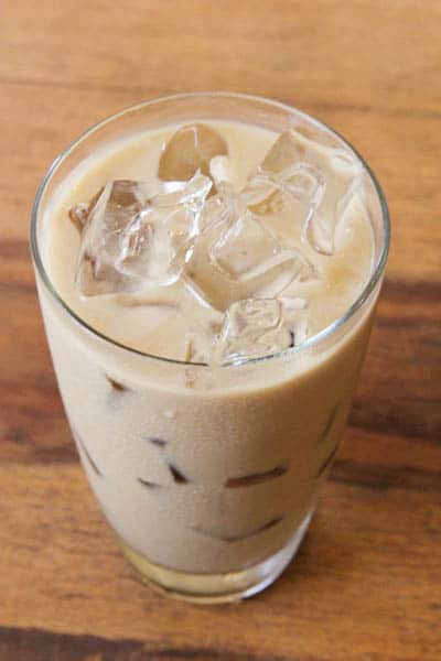 Glass of vanilla iced coffee