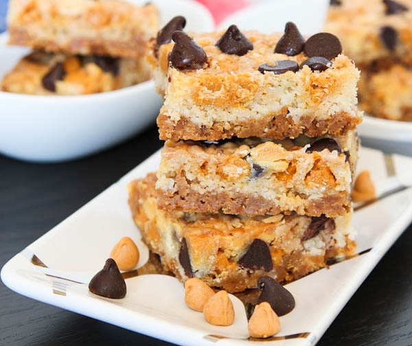 Magic Eight Bars with chocolate and butterscotch chips scattered