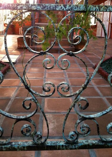 wrought-iron heart-shaped gate