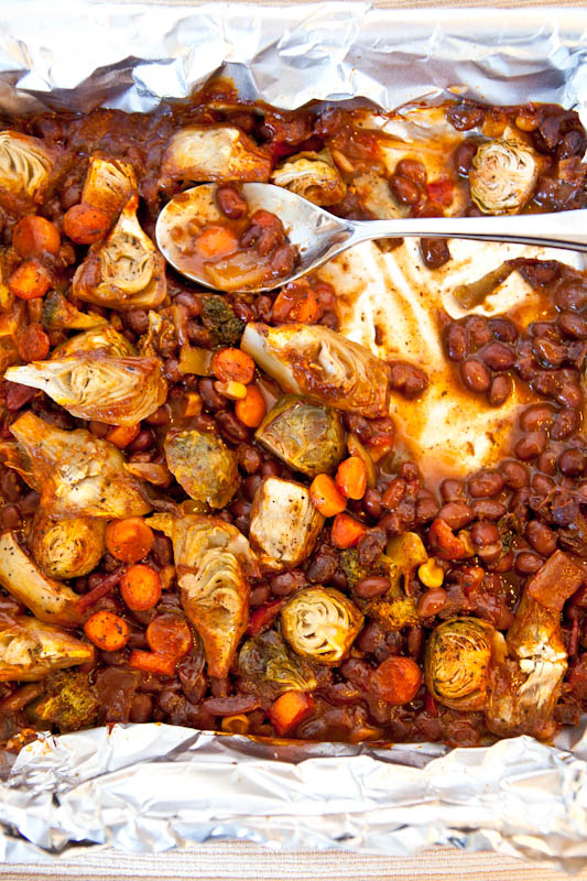Spicy Baked Black Beans with Vegetables