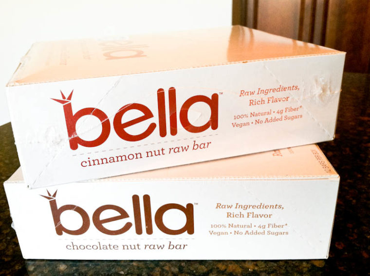 Boxes of Bella Chocolate nut raw bars