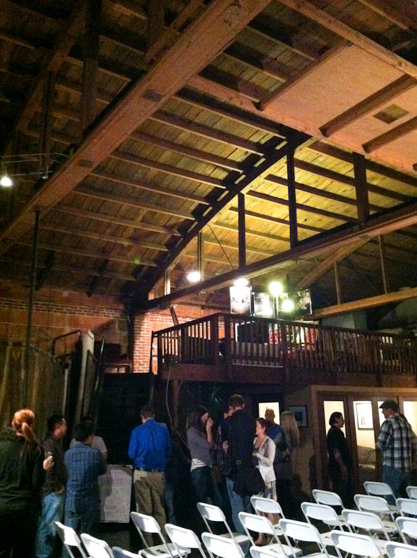Inside of studio with wooden beams