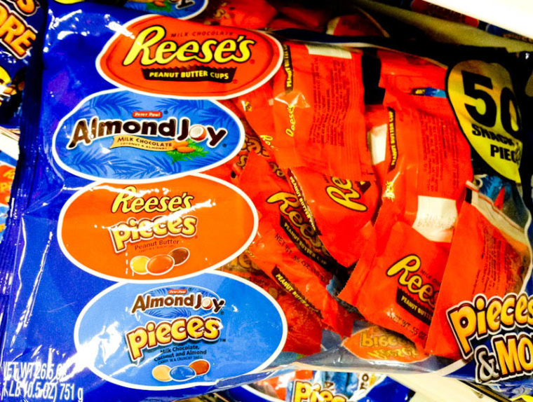 Reese's cups, pieces, Almond Joy minis and pieces