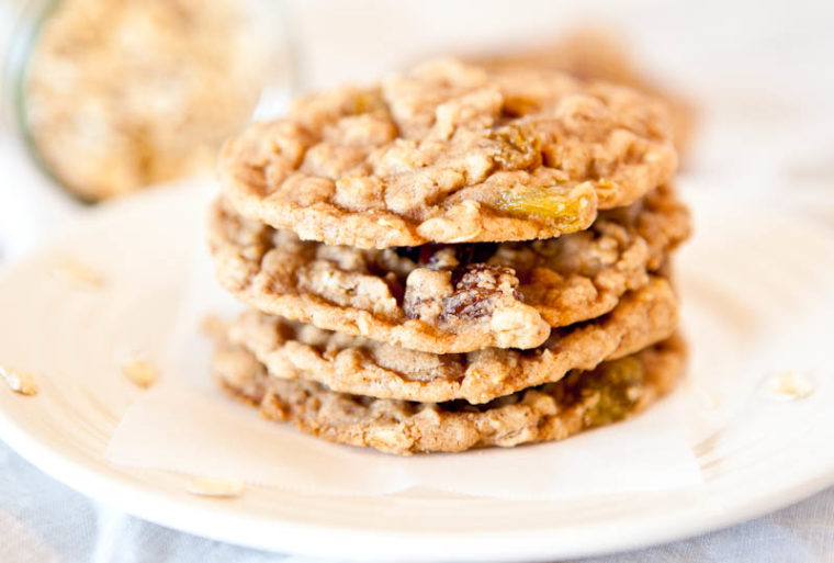 Oatmeal Raisin Cookies stacked