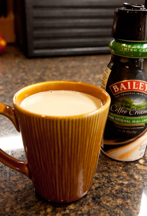 Bailey's creamer and coffee with the creamer in it 