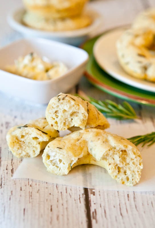 Baked Savory Cream Cheese & Herb Donuts in half