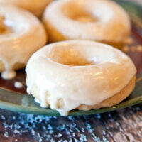 Glazed doughnuts on a plate.