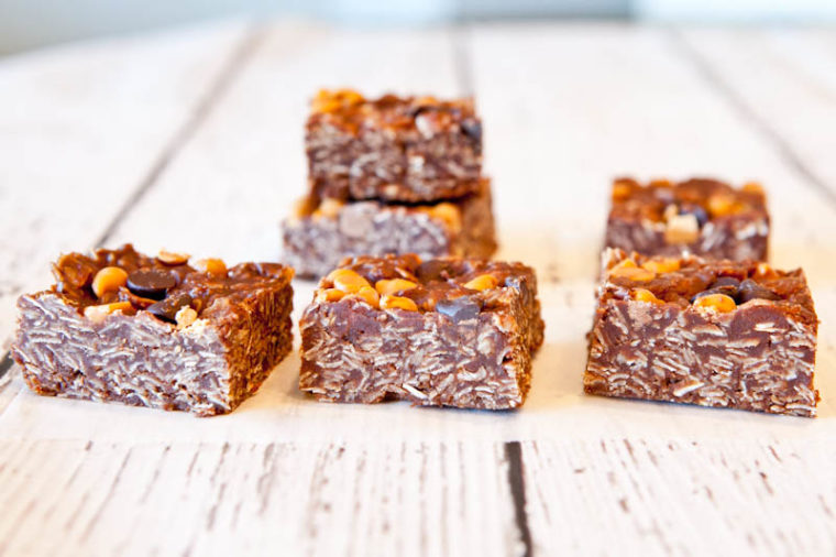 Chocolate Peanut Butter Oat Squares 