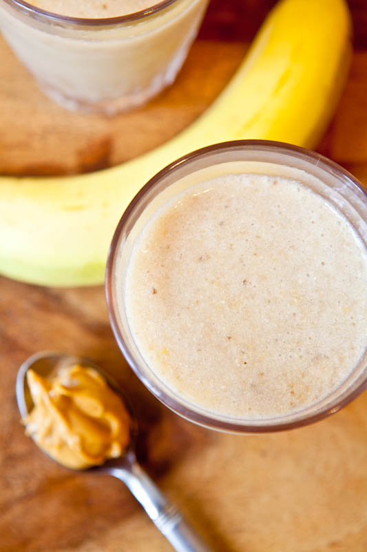 Creamy Cookie Butter White Chocolate Banana Smoothie with banana and cookie butter