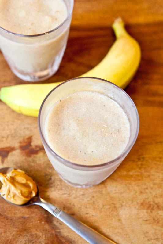 Overhead of Creamy Cookie Butter White Chocolate Banana Smoothie