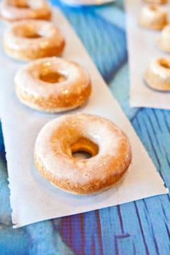 Baked Eggnog Vanilla Donuts with Eggnog Rum Glaze