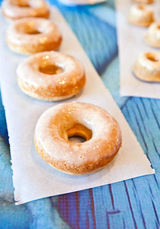 Baked Eggnog Vanilla Donuts and Mini-Donuts with Eggnog Rum Glaze