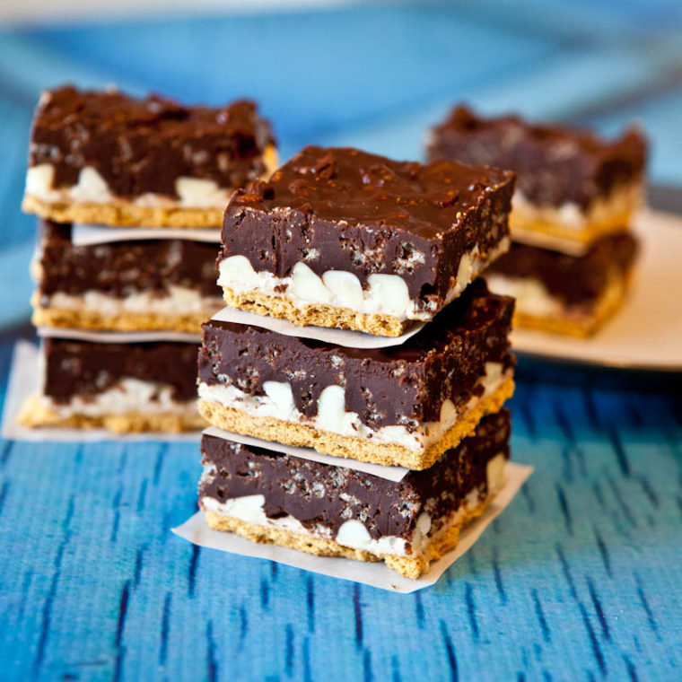 Stacked Peanut Butter Cocoa Krispies Smores Bars