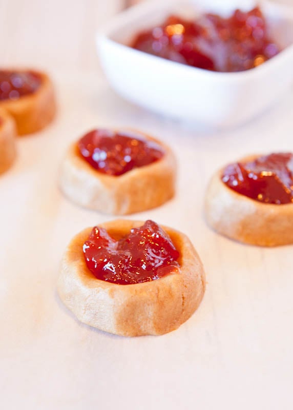 Peanut butter and Jelly thumbprint cookies 