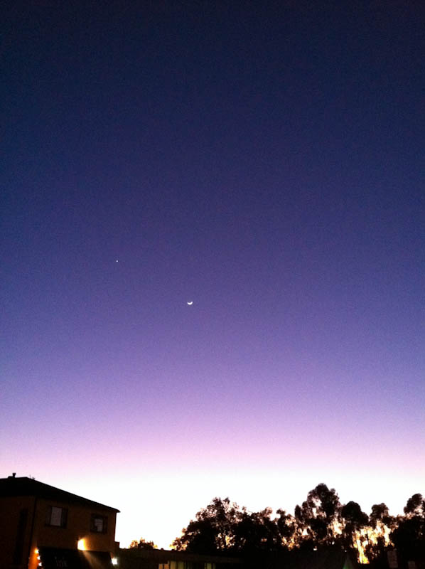 Purple Dusk sky with Crescent Moon
