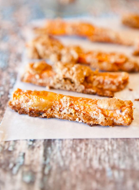 Sweet Potato Graham Cracker “French Toast” Sticks on parchment paper