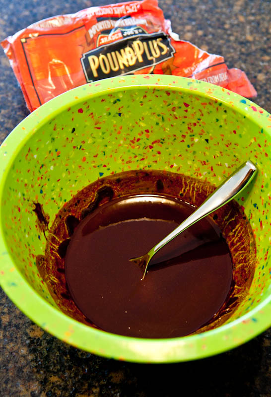 Trader Joe's PoundPlus Chocolate melted in bowl