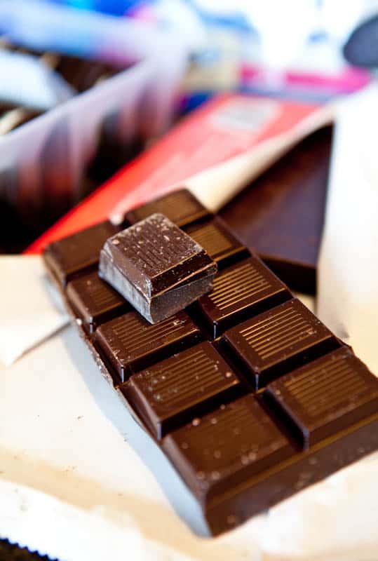 Thick squares of chocolate