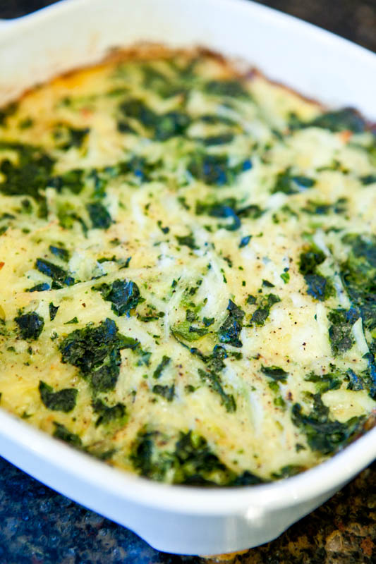 Spinach frittata in pan