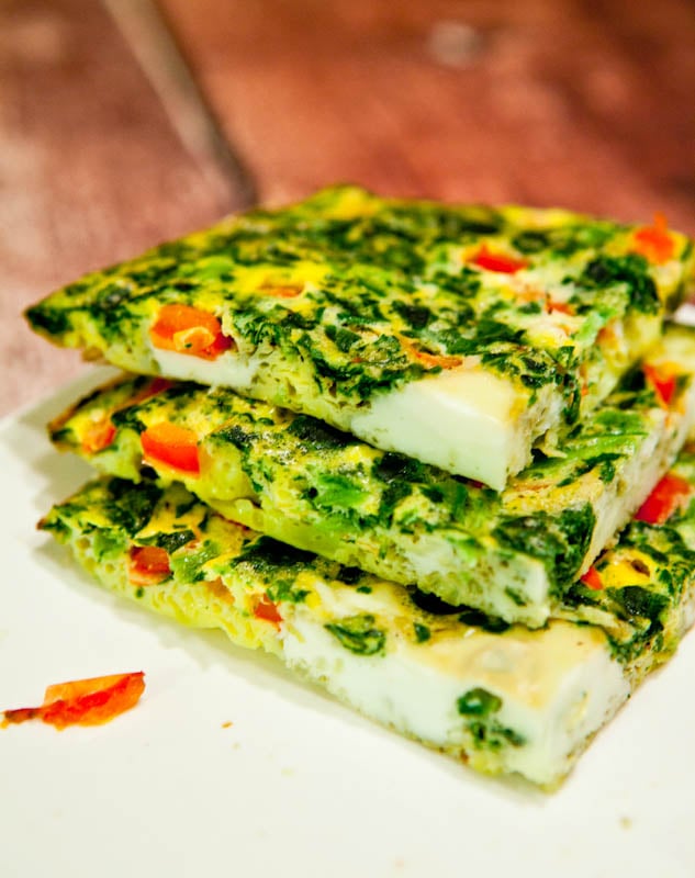 Spinach and Red Pepper Frittata stacked