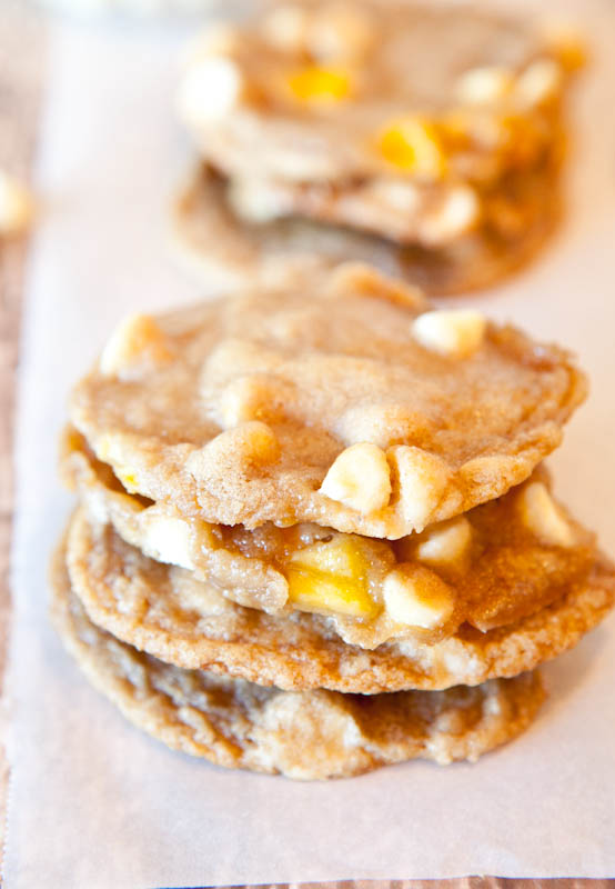 Mango and White Chocolate Chip Cookies stack