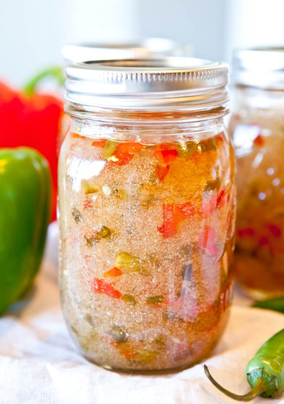 homemade hot pepper jelly jar