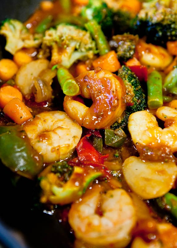 Szechuan Shrimp Stir Fry with Fried Rice (GF) - Packed with flavor, healthy & so easy to make! Who needs takeout when you can DIY in 15 minutes!